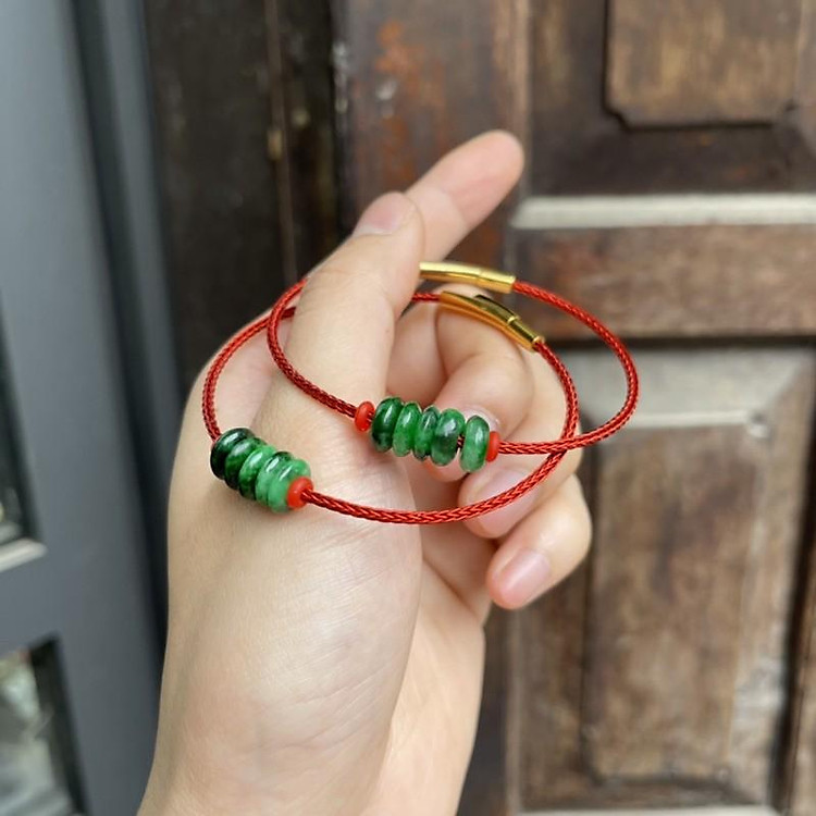 Lắc Ngũ Điếu Ngoc Xanh Vip Dây Cáp Cứng - Bình an, may mắn