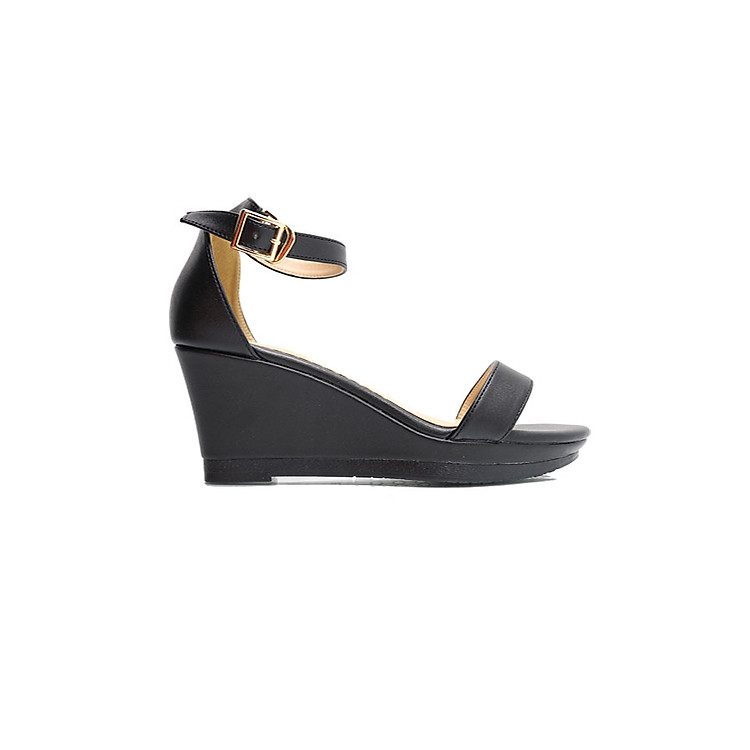 Sandals đế xuồng đáp hậu quai ngang màu đen