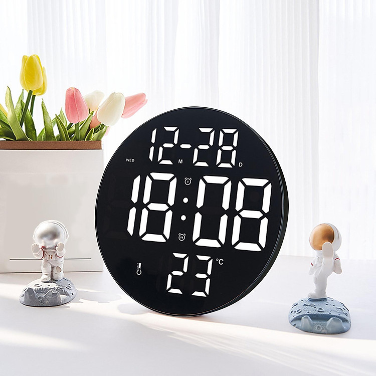 Digital Clock, 9" LED Digital Clock Large Display, with Remote Control, Adjustable Brightness, Calendar, Temperature, for Office, Bedroom