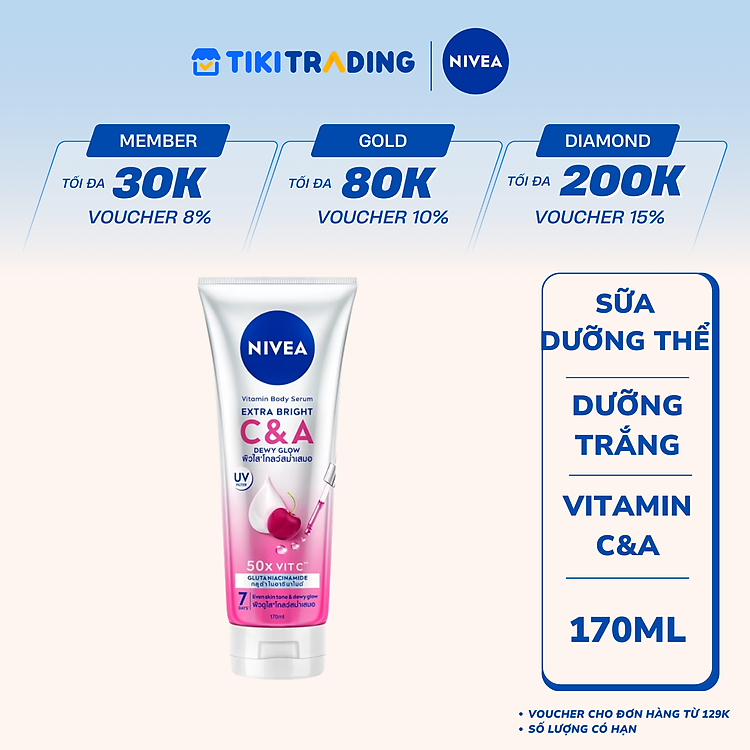 SỮA DƯỠNG THỂ TINH CHẤT DƯỠNG THỂ NIVEA VITAMIN BODY SERUM EXTRA BRIGHT C & A 170ML