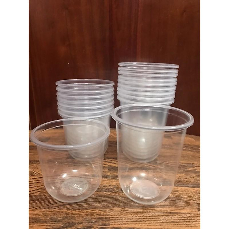 50 Cốc Nhựa Đáy Tròn Chữ U loại 360ml và 500ml