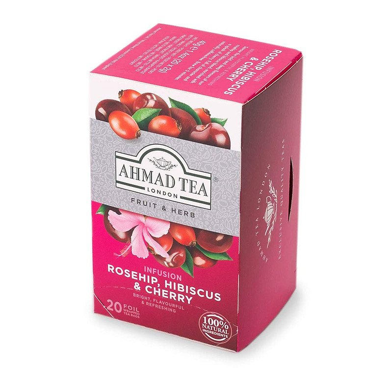 TRÀ AHMAD ANH QUỐC - CHERRY & HIBISCUS, ROSEHIP (40g) - Mang đến sự sảng khoái và hồi sinh từ bên trong