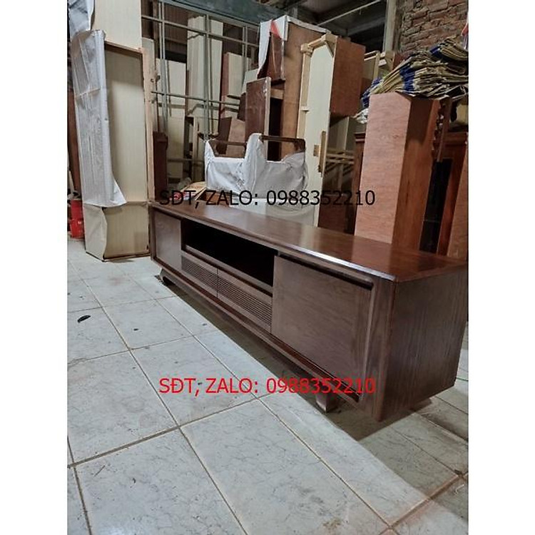 kệ Hàn Quốc gỗ sồi chân cong màu óc chó và hương vàng