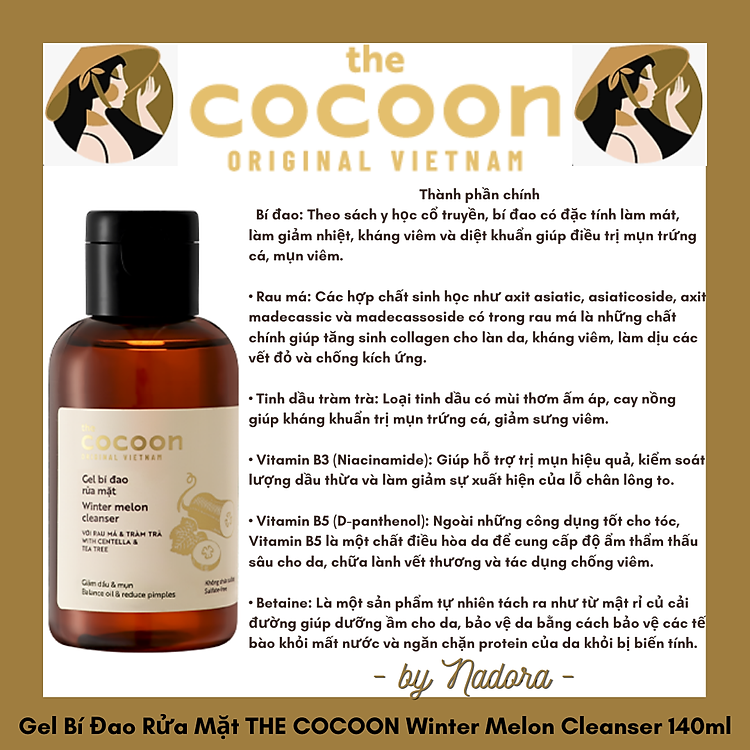 Gel Bí Đao Rửa Mặt THE COCOON Winter Melon Cleanser 140ml