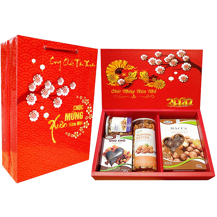 HỘP QUÀ TẾT-4 LOẠI HẠT DINH DƯỠNG CAO CẤP SANG TRỌNG