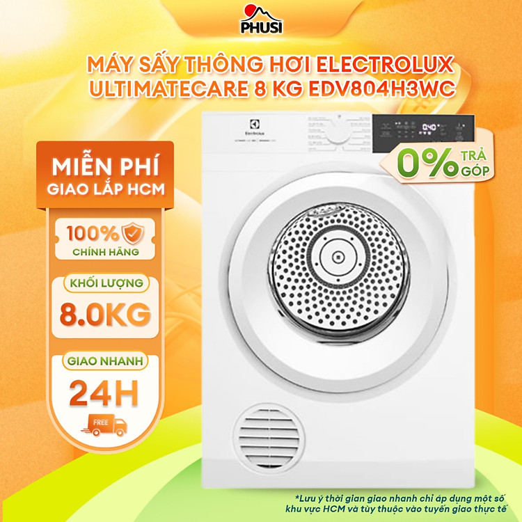 Máy sấy thông hơi Electrolux UltimateCare 8 kg EDV804H3WC - HÀNG CHÍNH HÃNG - CHỈ GIAO HCM