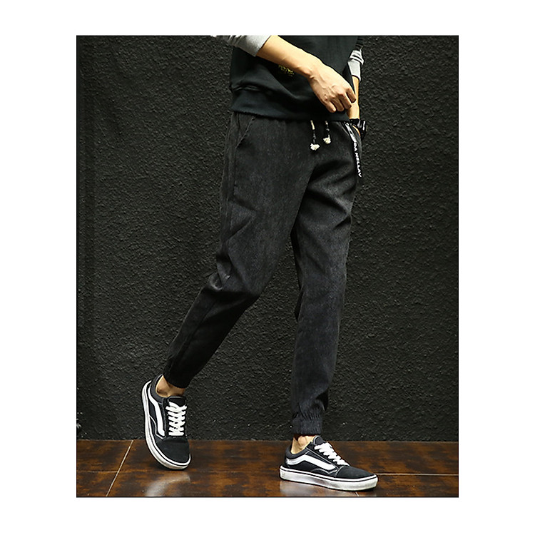 Quần Jogger Nam Hàn Quốc Phong Cách Mới, Chất Liệu Giả Mốc, Có Ruy Băng Cá Tính