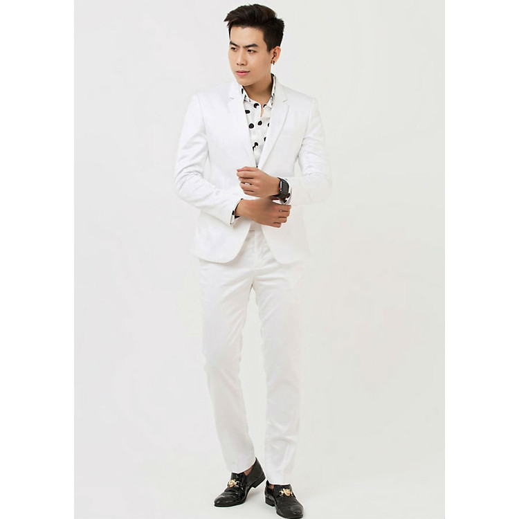 Bộ Vest Nam Titishop AVN139 - Trắng