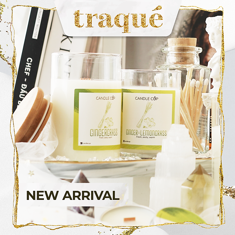 Nến thơm tinh dầu cao cấp không khói an toàn Candle Cup - GINGERGRASS/GỪNG SẢ - M - 200G (CÓ NẮP)