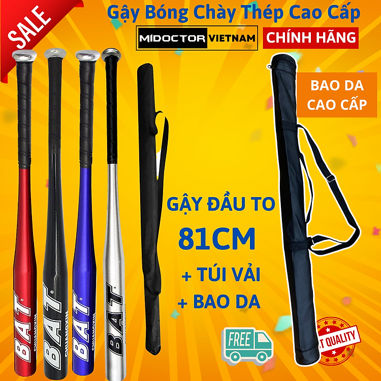 Gậy Bóng Chày Thép Cứng Dài 81Cm (32 inchs) Tặng Kèm Túi Đựng Chuyên Dụng Hợp Kim Cao Cấp Chính Hãng miDoctor