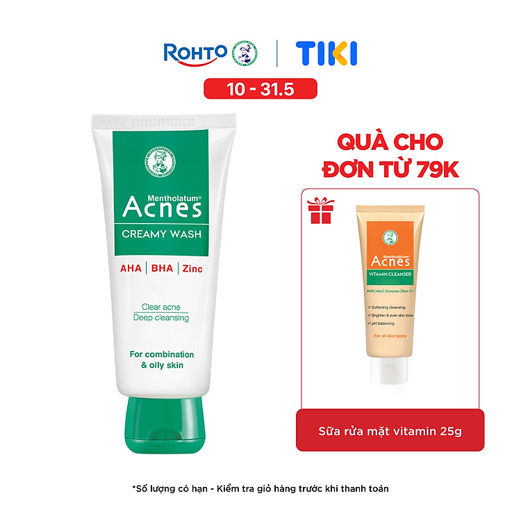 Sữa rửa mặt ngăn ngừa mụn Acnes Creamy Wash 100g