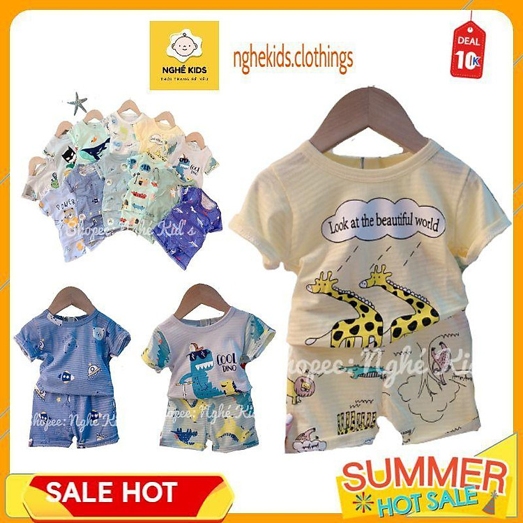 Bộ sợi tre cho bé , Bộ cộc Quảng Châu bé trai bé gái Bộ hè cho bé Quần áo trẻ em