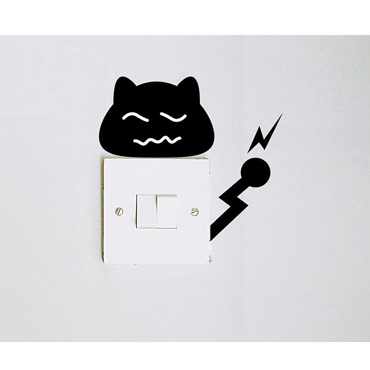 Hình Dán Công Tắc Mèo Đen (10 cái)