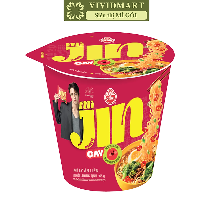 OTTOGI - Mì ly Jin hương vị cay, Mì cay Jin ly , Mì ly Jin cay, Mì ly Hàn Quốc, Mì ly Ottogi ăn liền (65g/ly)