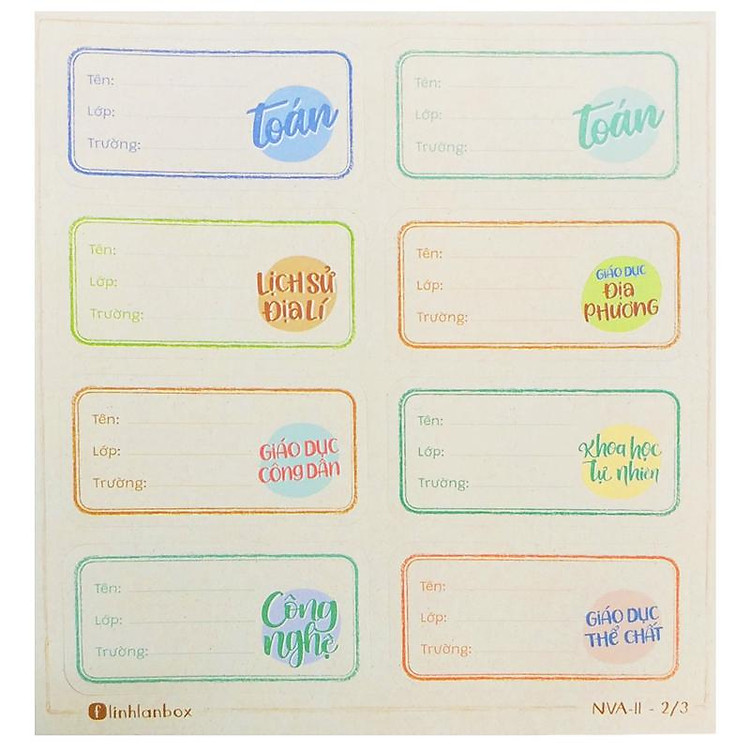 Bộ Nhãn Vở A Cấp II (24 chiếc) - Ảnh 4