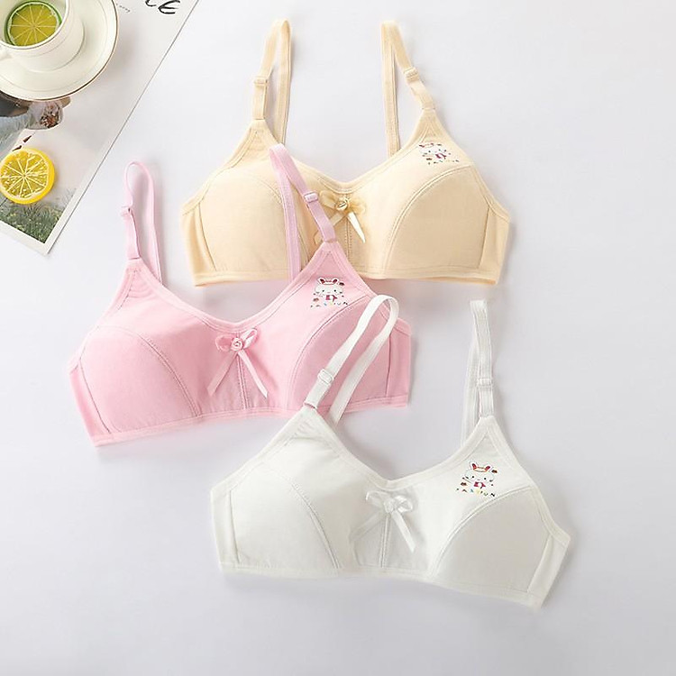 Áo ngực vải cotton không gọng không đệm mút cho tuổi teen mới lớn móc cài tùy chỉnh