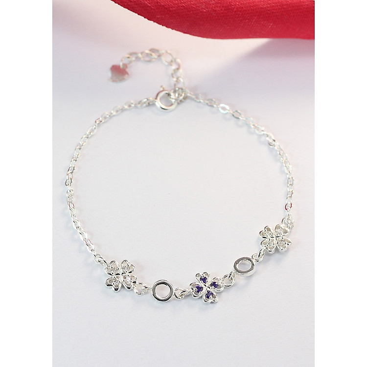 Lắc tay bạc nữ hình cỏ 4 lá may mắn LTN0113