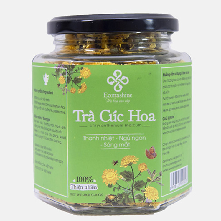 Trà hoa Cúc sấy lạnh (Lọ thủy tinh dùng trong 1 tháng, sang trọng, tiện lợi)