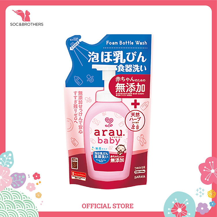 Nước Rửa Bình Thảo Mộc Arau Baby 450ml Chính hãng Tiết kiệm