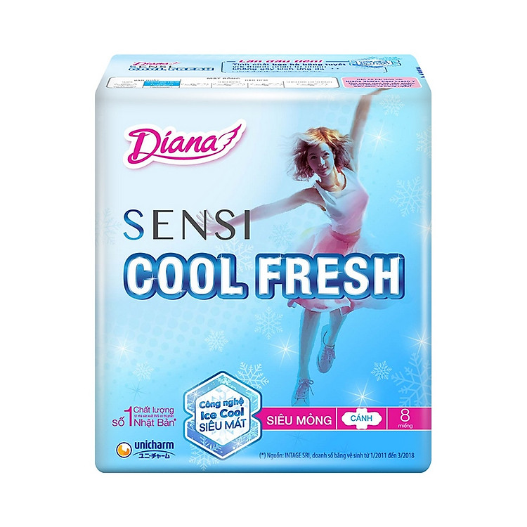Băng Vệ Sinh Diana SenSi Cool Fresh Siêu Mỏng Cánh Gói 8 Miếng