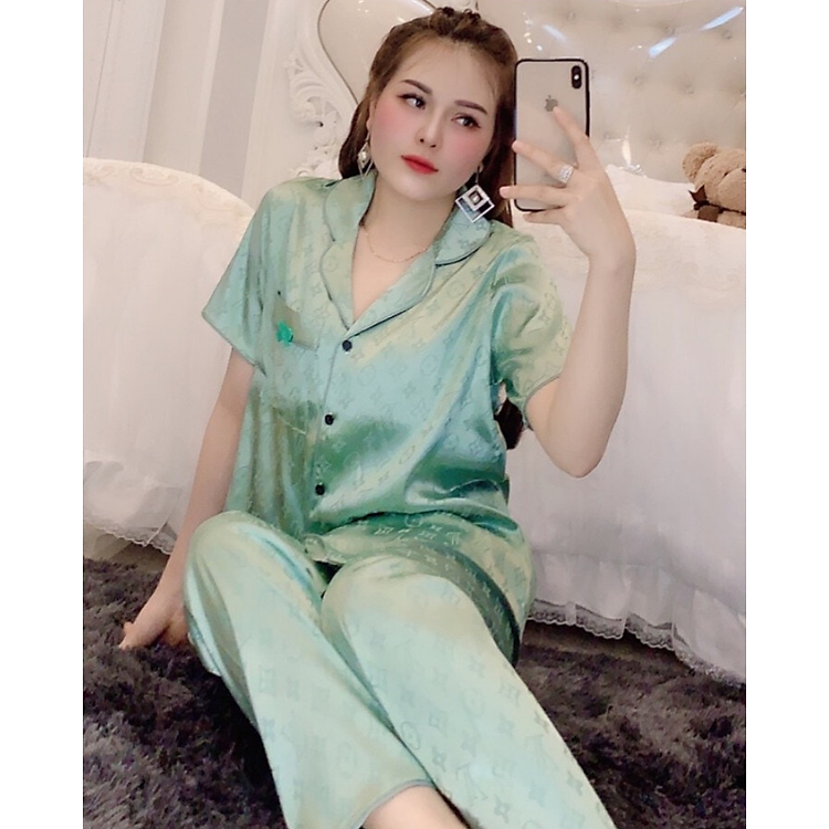 Bộ Đồ Pijama Nữ Gấm Cao Cấp Túi Nơ HG01