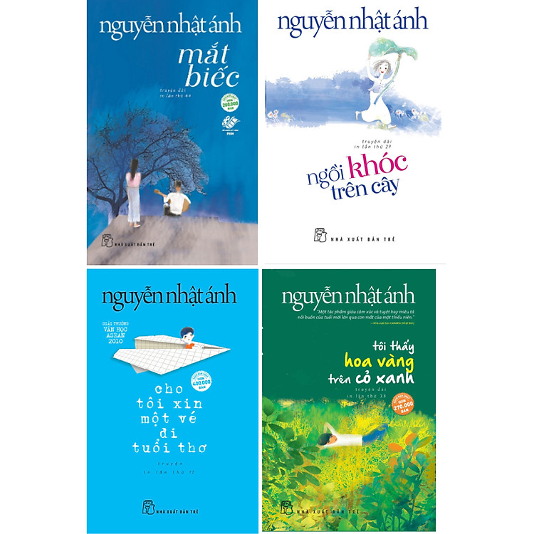 COMBO MẮT BIẾC + NGỒI KHÓC TRÊN CÂY + CHO TÔI XIN MỘT VÉ ĐI TUỔI THƠ + TÔI THẤY HOA VÀNG TRÊN CỎ XANH (BỘ 4 CUỐN)