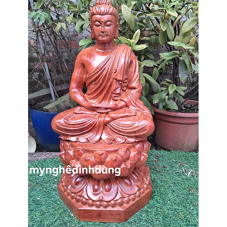 Tượng phật thích ca bằng gỗ hương đá cao 60x30x30cm