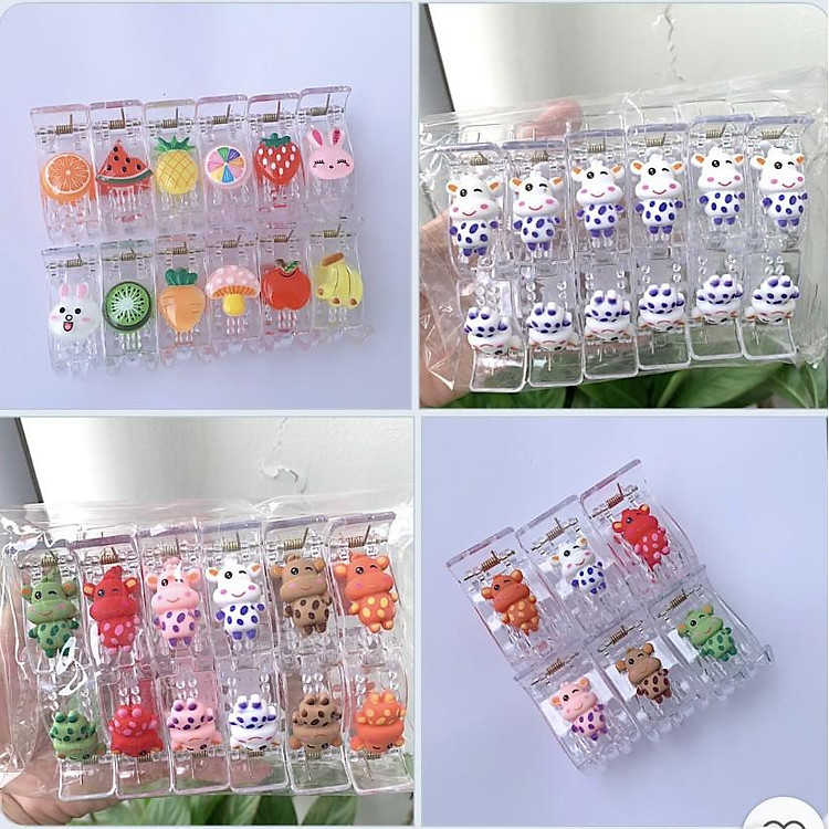 lố 12 kẹp càng cua nhiều kiểu 3 răng, 5 răng