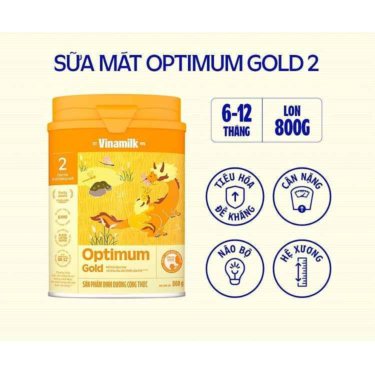 Sữa bột Vinamilk Optimum Gold 2 800g Tiết kiệm