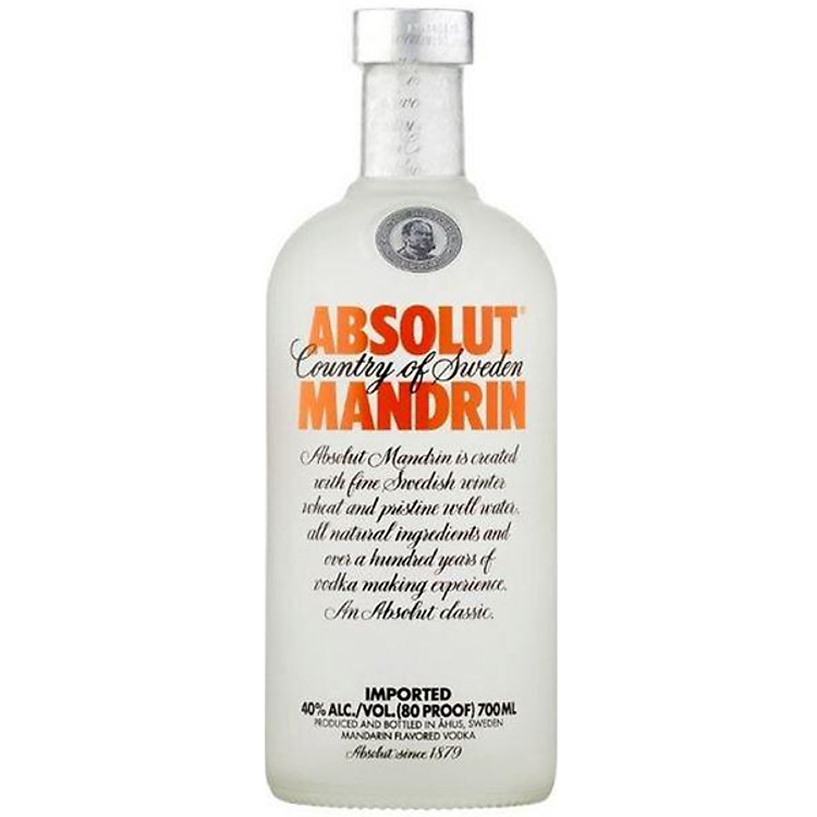 Rượu Vodka Absolut Vị Quýt 700ml 39% - 41% - Không Kèm Hộp