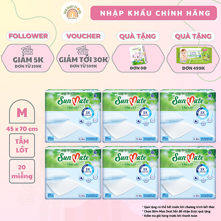 Mua Combo 6 Tấm lót SunMate Size M Chính hãng Giá rẻ - Hình ảnh 2