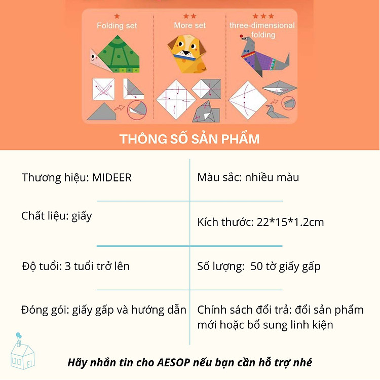 Bộ xếp giấy Origami 50 tờ Mideer Chính hãng Ưu đãi - Hình ảnh 5