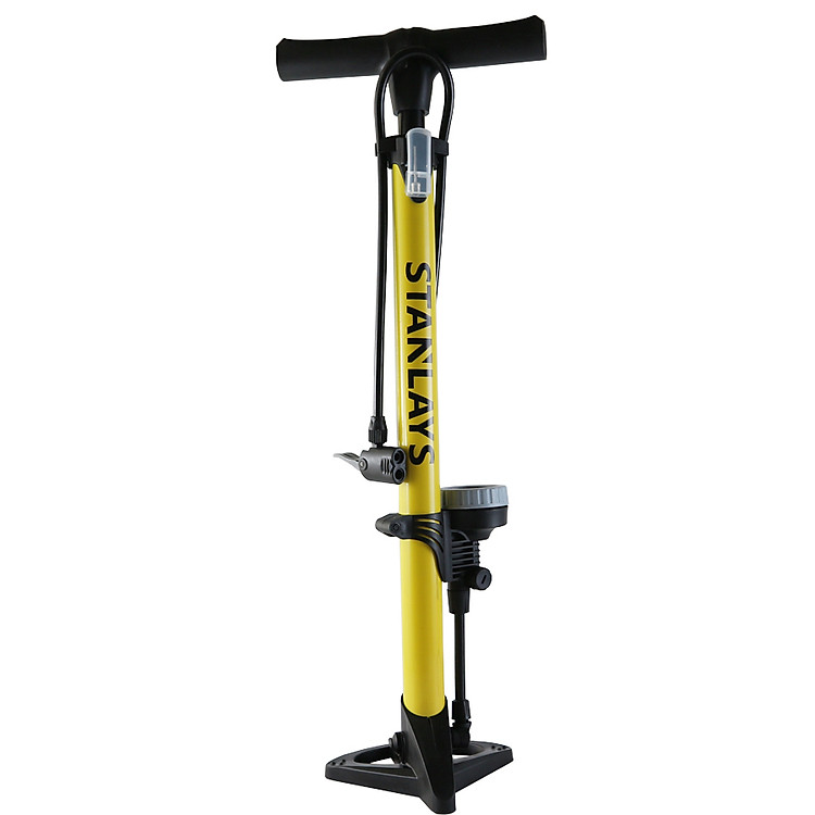 Bơm xe đạp xe máy, xe đạp ống vàng cao cấp có đồng hồ đo khí