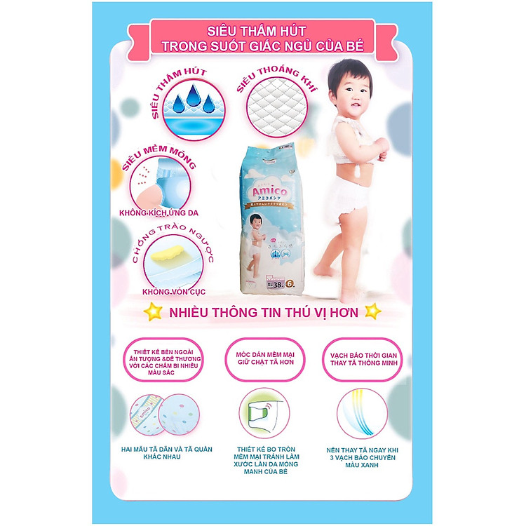 Tã quần Amico Nhật size XL tại QUYNH HUONG Chính hãng Giá rẻ - Hình ảnh 5