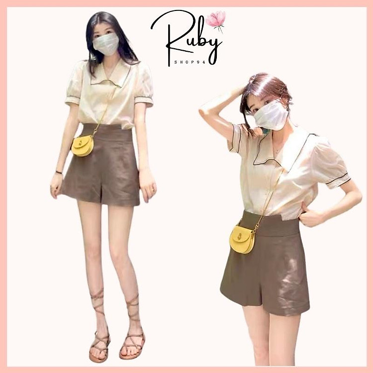 Set đồ nữ cá tính đi chơi mua hè sang chảnh gồm áo kiểu nữ và quần sooc siêu xinh