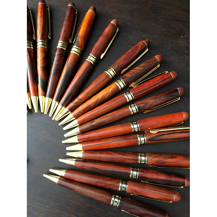 Bút Ký Gỗ Trắc Đỏ Đen Nắp Xoáy (14cm)