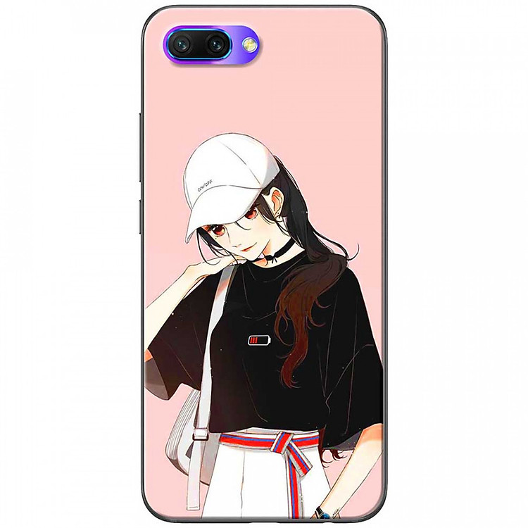 Ốp lưng dành cho Honor 10 mẫu Cô gái nón trắng