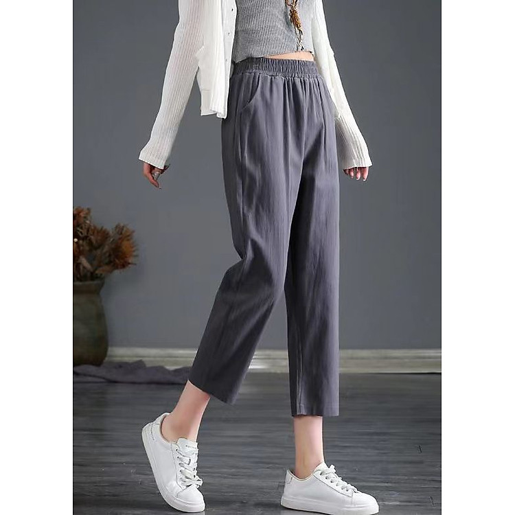 Quần baggy nữ NeSa Shop, chất liệu đũi Xước, kiểu dáng trẻ trung quần kiểu nữ phong cách thời trang Hàn Quốc QKH.29