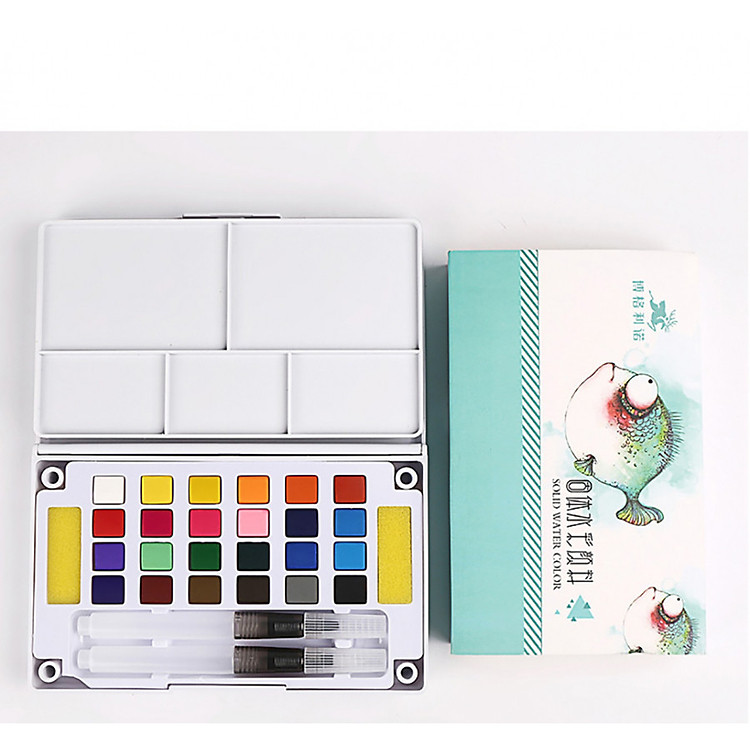 Bộ Màu Nước Water Color Cao Cấp 12/18/24/36 Màu Tặng Bút Nước, 2 Mút, 1 Palette