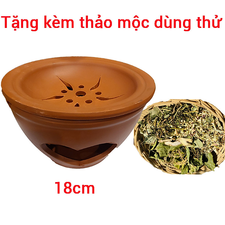 BẾP ĐẤT NUNG XÔNG ĐỐT BỒ KẾT GỐM TRÁNG MEN TẶNG KÈM THẢO MỘC XÔNG ĐỐT MIX CÁC LOẠI LÁ