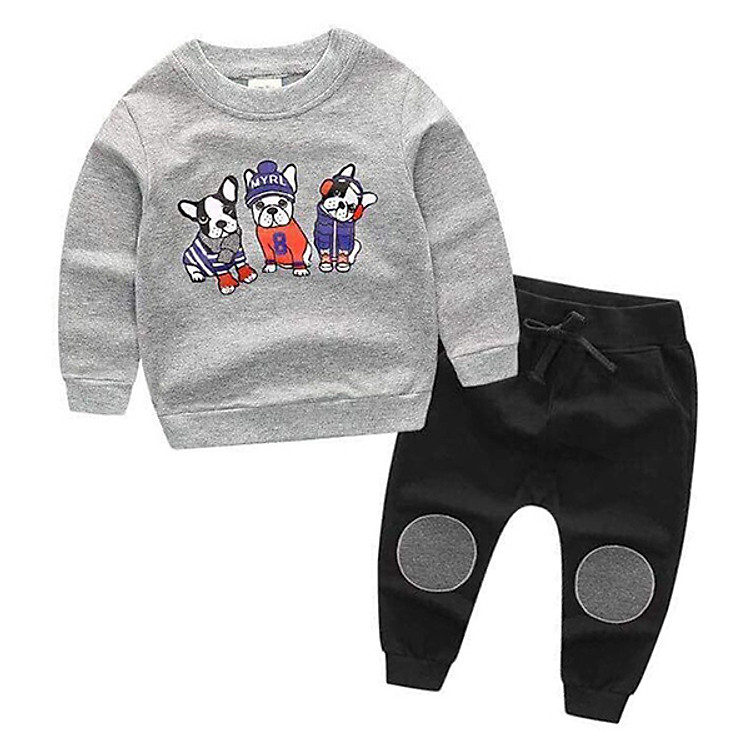 Bộ Quần Áo Mẫu Ba Chú Chó Cho Bé - Chất Da Cá