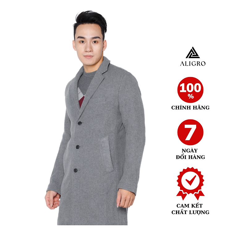 Áo khoác dạ măng tô NAM màu xám ALGMT.1