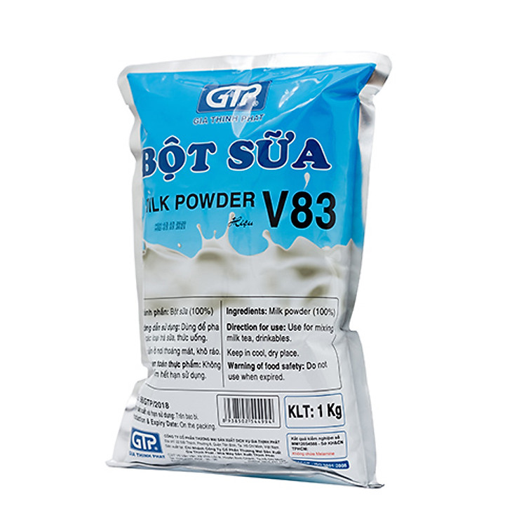 Bột sữa béo V83 GTP (1KG)- Béo, thơm đậm vị dùng để pha trà sữa, thức uống, làm bánh - SP Chính Hãng (Bột sữa V83 (1kg/bao))