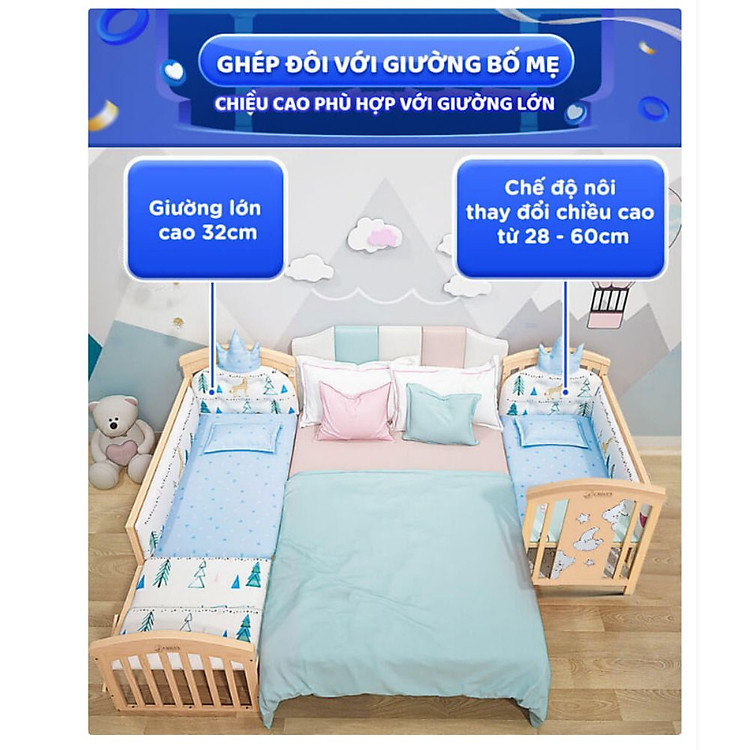 Nôi Cũi Gỗ Đa Năng 6 Chế Độ Chính hãng Giá rẻ - Hình ảnh 3