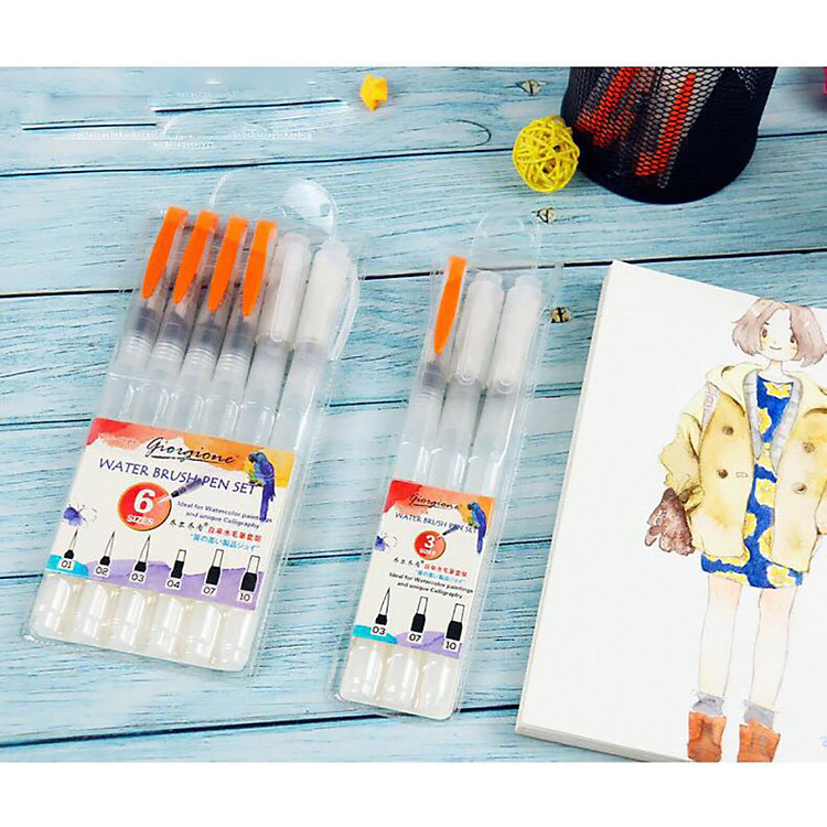 Bộ Bút Vẽ Màu Nước, Cọ Vẽ WaterBrush Set 3 Cây / Set 6 Cây - Giao Màu Ngẫu Nhiên