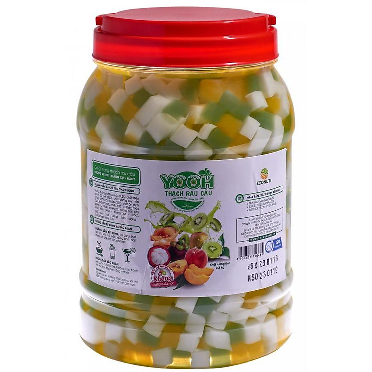 Thạch rau câu trà sữa YOOH - Vị Kiwi - Măng cụt - Đào 2.3 kg