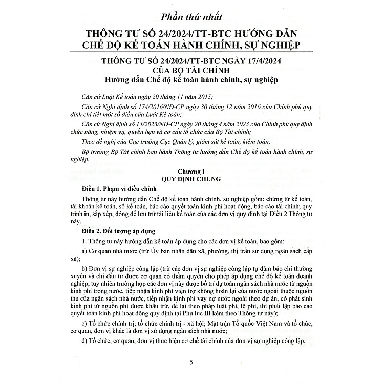Chế Độ Kế Toán Hành Chính, Sự Nghiệp (theo Thông tư 24/2024/TT-BTC ngày 17/4/2024 của Bộ trưởng Bộ Tài chính) - Ảnh 4