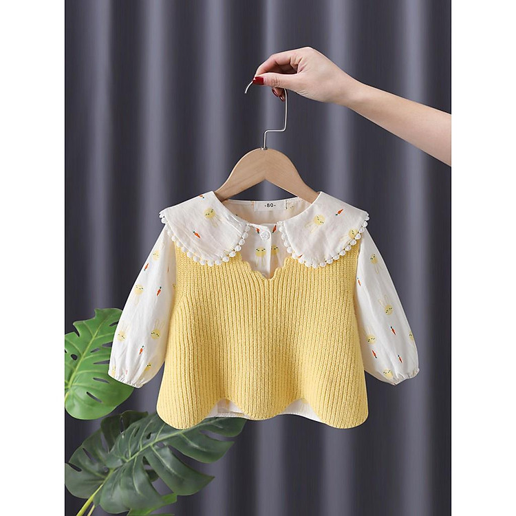 Sét áo len kèm áo sơ mi siêu đẹp cho bé gái 2021