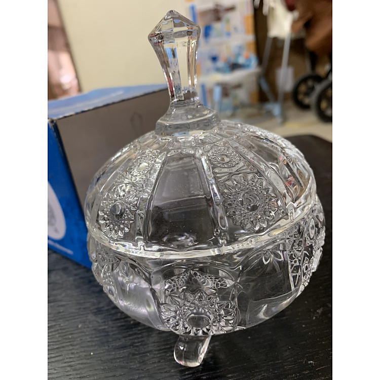 Âu Thủy Tinh 3 Chân Đựng Mứt Kẹo Sang Trọng