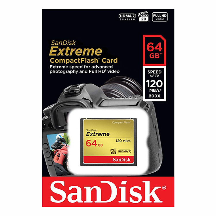 Thẻ Nhớ CF Sandisk 64GB Extreme 800X New (120 Mb/s) - Hàng Nhập Khẩu